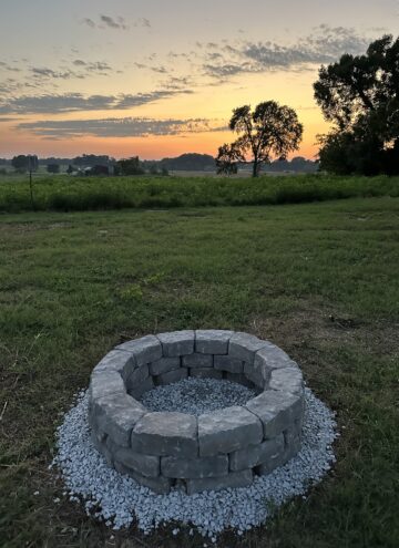 Fire Pit during a sunset.