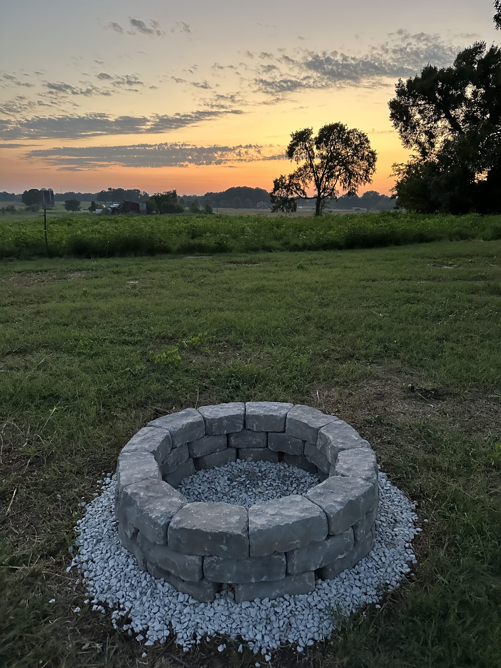 Fire Pit during a sunset.